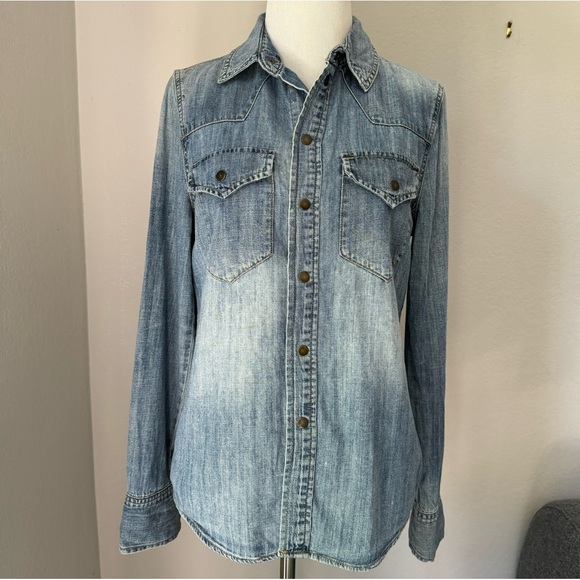 Madewell Snap Button Western Chambray Shirt - Picture 2 of 6